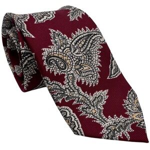 Brooks Brothers BFS Neck Tie‎ All Silk Paisley Hand Made in USA Maroon Classic